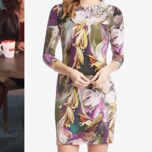 Karen Kane Multicolor Abstract 3/4 Sleeve Dress